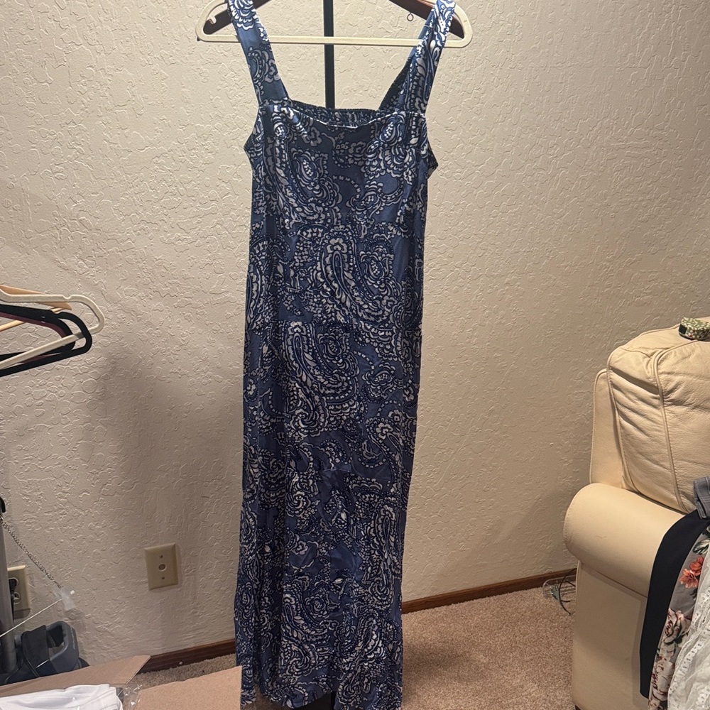 Vince Camuto Navy Paisley Maxi Dress